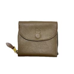 ☆☆ IL BISONTE イルビゾンテ 三つ折り ライトグレー 財布 レザー レディース ゴールド金具 Bランク
