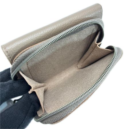  IL BISONTE イルビゾンテ 三つ折り ライトグレー 財布 レザー レディース ゴールド金具