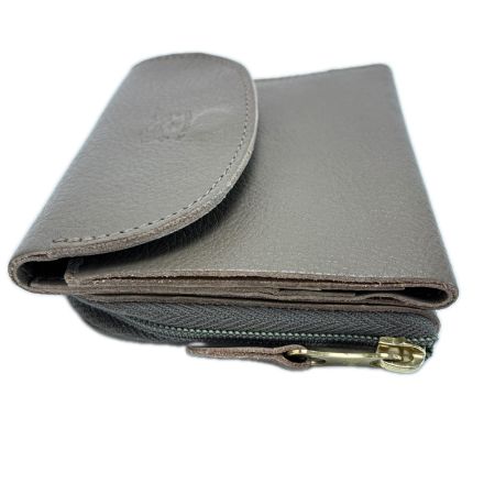  IL BISONTE イルビゾンテ 三つ折り ライトグレー 財布 レザー レディース ゴールド金具