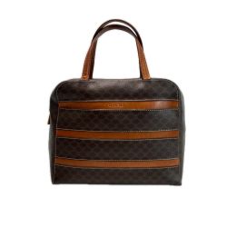 CELINE セリーヌ マカダム MC97 ブラウン ハンドバッグ PVC×レザー Bランク