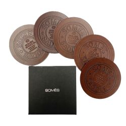 ☆☆ Somes Saddle ソメスサドル コースター 5Pセット 牛革 箱有 Bランク