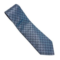 GUCCI グッチ GG ネクタイ スカイブルー シルク100% メンズ Bランク