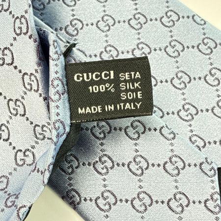 GUCCI グッチ GG ネクタイ スカイブルー シルク100% メンズ