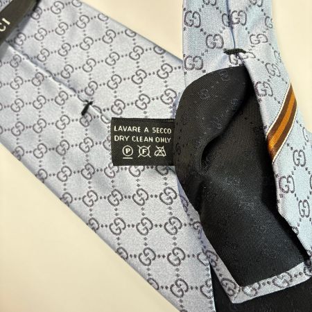GUCCI グッチ GG ネクタイ スカイブルー シルク100% メンズ