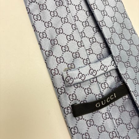 GUCCI グッチ GG ネクタイ スカイブルー シルク100% メンズ