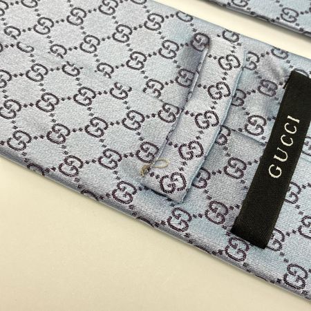 GUCCI グッチ GG ネクタイ スカイブルー シルク100% メンズ