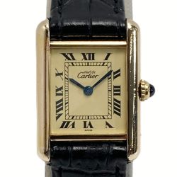 ☆☆ Cartier カルティエ マストタンクSM ヴェルメイユ SV925 アイボリー クォーツ レディース 腕時計 Cランク