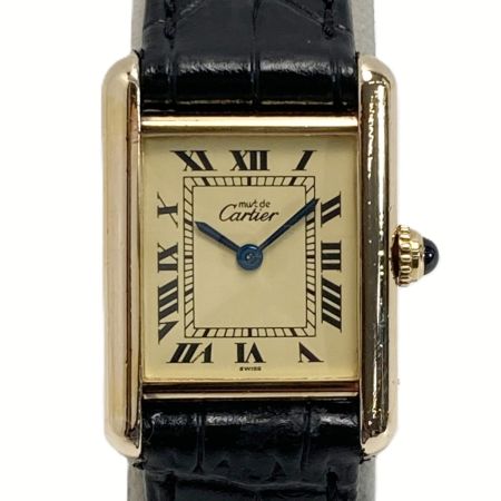  Cartier カルティエ マストタンクSM ヴェルメイユ SV925 アイボリー クォーツ レディース 腕時計