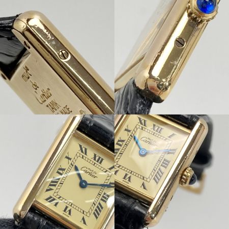  Cartier カルティエ マストタンクSM ヴェルメイユ SV925 アイボリー クォーツ レディース 腕時計