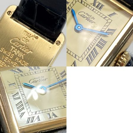  Cartier カルティエ マストタンクSM ヴェルメイユ SV925 アイボリー クォーツ レディース 腕時計