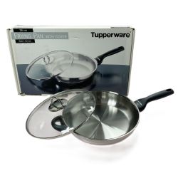 ☆☆ Tupperware タッパーウェア ステンレス製 28cm フライパン フタ付 箱有 Aランク