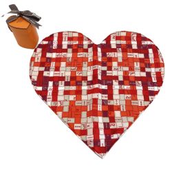 HERMES エルメス ポケットチーフ ハート型 ボルデュック・チェック ボルドー シルク100％ 箱有 Aランク