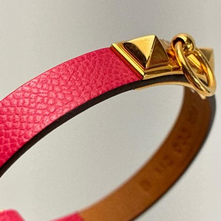 HERMES エルメス レザーブレスレット ミニ・リヴァル B刻印 ショッキングピンク 箱・保存袋有
