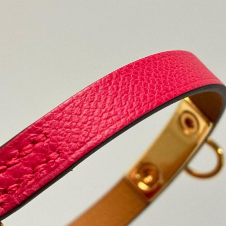 HERMES エルメス レザーブレスレット ミニ・リヴァル B刻印 ショッキングピンク 箱・保存袋有