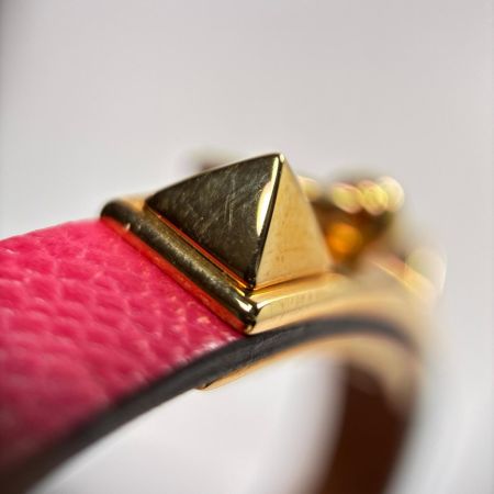 HERMES エルメス レザーブレスレット ミニ・リヴァル B刻印 ショッキングピンク 箱・保存袋有