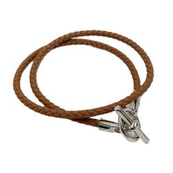 ☆☆ HERMES エルメス グレナン ドゥブルトゥール ブラウン レザーブレスレット 箱・布袋有 Aランク