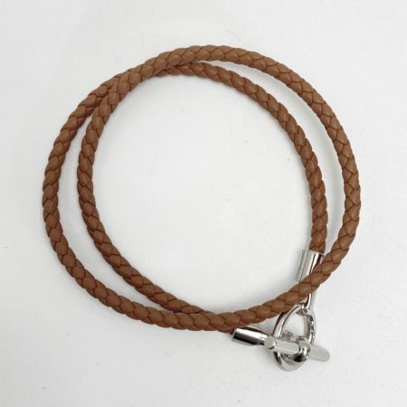  HERMES エルメス グレナン ドゥブルトゥール ブラウン レザーブレスレット 箱・布袋有