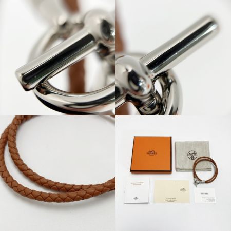  HERMES エルメス グレナン ドゥブルトゥール ブラウン レザーブレスレット 箱・布袋有