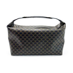 ☆☆ CELINE セリーヌ トップハンドル2way マカダム柄 MC97/2 ブラックxブラウン ハンドバッグ ゴールド金具 レディース Bランク