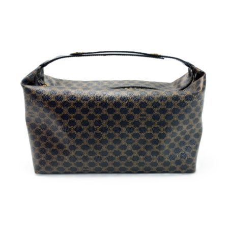  CELINE セリーヌ トップハンドル2way マカダム柄 MC97/2 ブラックxブラウン ハンドバッグ ゴールド金具 レディース