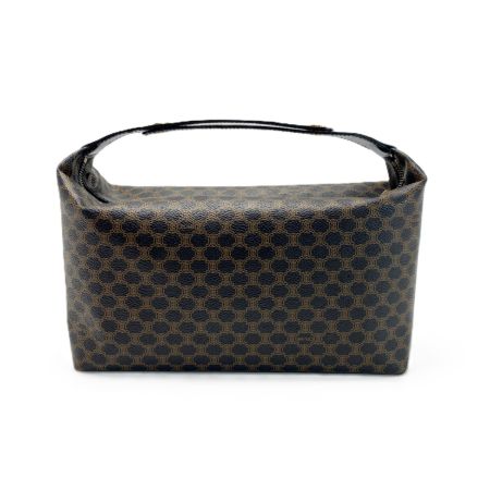  CELINE セリーヌ トップハンドル2way マカダム柄 MC97/2 ブラックxブラウン ハンドバッグ ゴールド金具 レディース