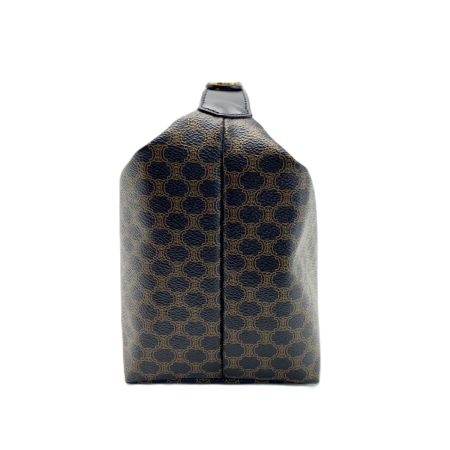  CELINE セリーヌ トップハンドル2way マカダム柄 MC97/2 ブラックxブラウン ハンドバッグ ゴールド金具 レディース