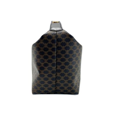  CELINE セリーヌ トップハンドル2way マカダム柄 MC97/2 ブラックxブラウン ハンドバッグ ゴールド金具 レディース