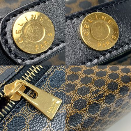  CELINE セリーヌ トップハンドル2way マカダム柄 MC97/2 ブラックxブラウン ハンドバッグ ゴールド金具 レディース