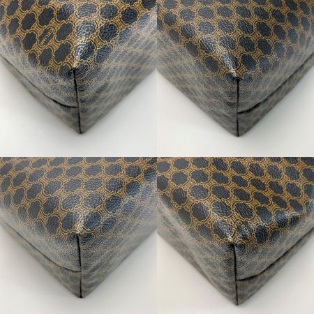  CELINE セリーヌ トップハンドル2way マカダム柄 MC97/2 ブラックxブラウン ハンドバッグ ゴールド金具 レディース