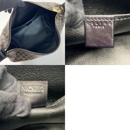  CELINE セリーヌ トップハンドル2way マカダム柄 MC97/2 ブラックxブラウン ハンドバッグ ゴールド金具 レディース