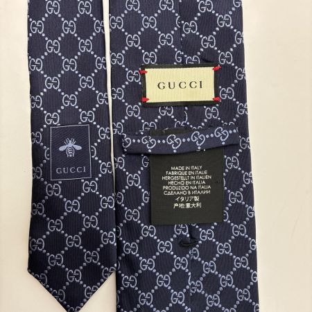 GUCCI グッチ GG ネクタイ ネイビー シルク100% メンズ