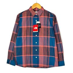 THE NORTH FACE ザノースフェイス ロングスリーブマドラスチェックシャツ SIZE M レディース NRW11812 オレンジ×ネイビー Aランク