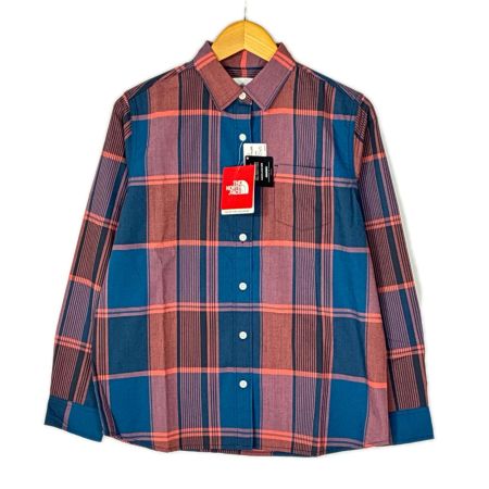 THE NORTH FACE ザノースフェイス ロングスリーブマドラスチェックシャツ SIZE M レディース NRW11812 オレンジ×ネイビー