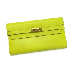 HERMES エルメス ケリー ヴォーエプソン D刻印 スフレ 長財布 レディース シルバー金具 箱有 Bランク