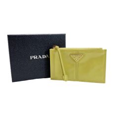 PRADA プラダ カードケース フラグメントケース イエロー ゴールド金具 箱有 Bランク