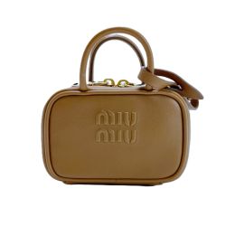 MIU MIU ボー Beau レザー ミニバッグ ハンドバッグ マイクロバッグ ブラウン レディース ゴールド金具 保存袋有 Bランク