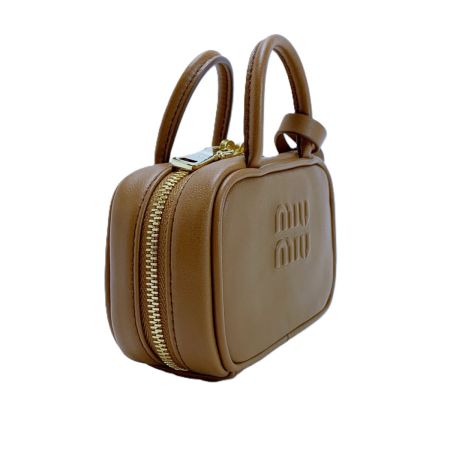 MIU MIU ボー Beau レザー ミニバッグ ハンドバッグ マイクロバッグ ブラウン レディース ゴールド金具 保存袋有