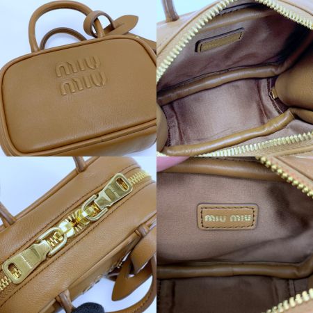 MIU MIU ボー Beau レザー ミニバッグ ハンドバッグ マイクロバッグ ブラウン レディース ゴールド金具 保存袋有
