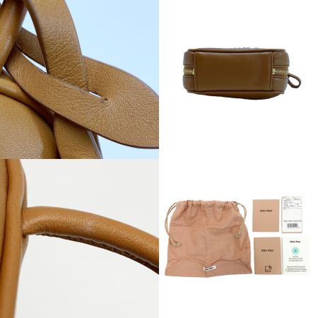 MIU MIU ボー Beau レザー ミニバッグ ハンドバッグ マイクロバッグ ブラウン レディース ゴールド金具 保存袋有