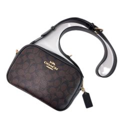 COACH コーチ ショルダーバッグ CA547 ブラック×ダークブラウン レディース ストラップ Bランク