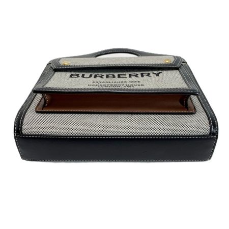 BURBERRY バーバリー ミニ トライカラー ハンドバッグ 8032437 ブラック×グレー ストラップ付