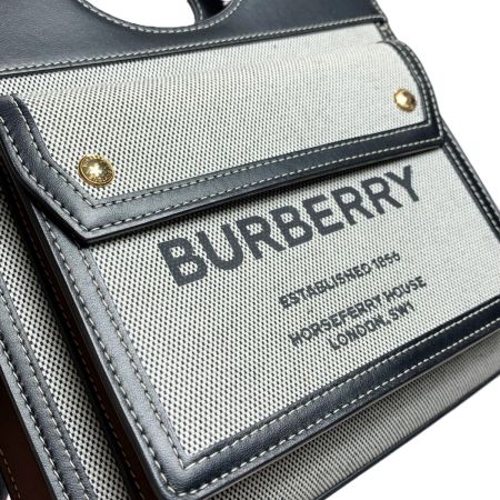 BURBERRY バーバリー ミニ トライカラー ハンドバッグ 8032437 ブラック×グレー ストラップ付
