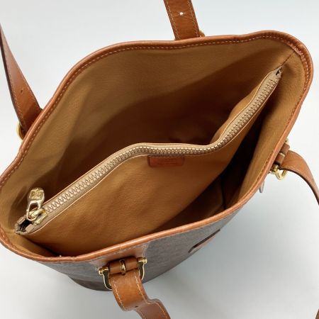 CELINE セリーヌ マカダム柄 トートバッグ M95 ブラウン PVC×レザー ワンショルダー