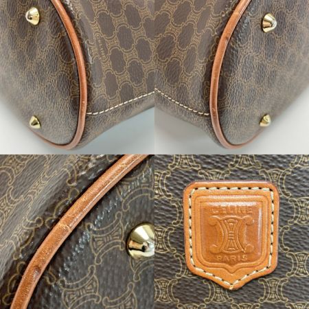 CELINE セリーヌ マカダム柄 トートバッグ M95 ブラウン PVC×レザー ワンショルダー