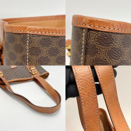 CELINE セリーヌ マカダム柄 トートバッグ M95 ブラウン PVC×レザー ワンショルダー