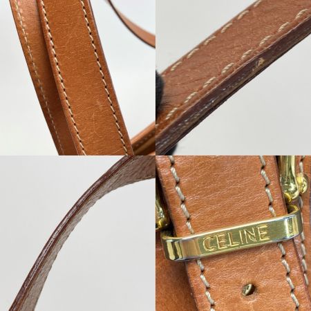 CELINE セリーヌ マカダム柄 トートバッグ M95 ブラウン PVC×レザー ワンショルダー