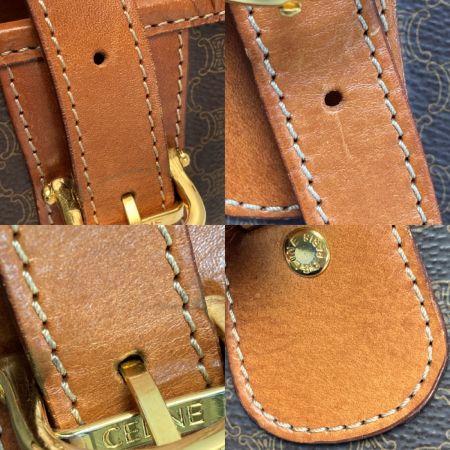 CELINE セリーヌ マカダム柄 トートバッグ M95 ブラウン PVC×レザー ワンショルダー