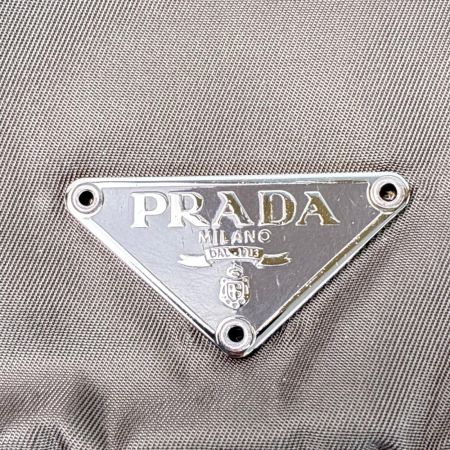 PRADA プラダ 三角ロゴプレート テスートxレザー グレージュ 保存袋 パドロック キー×2 ショルダーバッグ