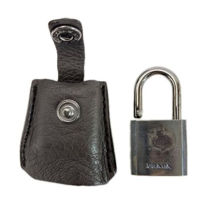 PRADA プラダ 三角ロゴプレート テスートxレザー グレージュ 保存袋 パドロック キー×2 ショルダーバッグ