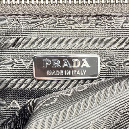 PRADA プラダ 三角ロゴプレート テスートxレザー グレージュ 保存袋 パドロック キー×2 ショルダーバッグ